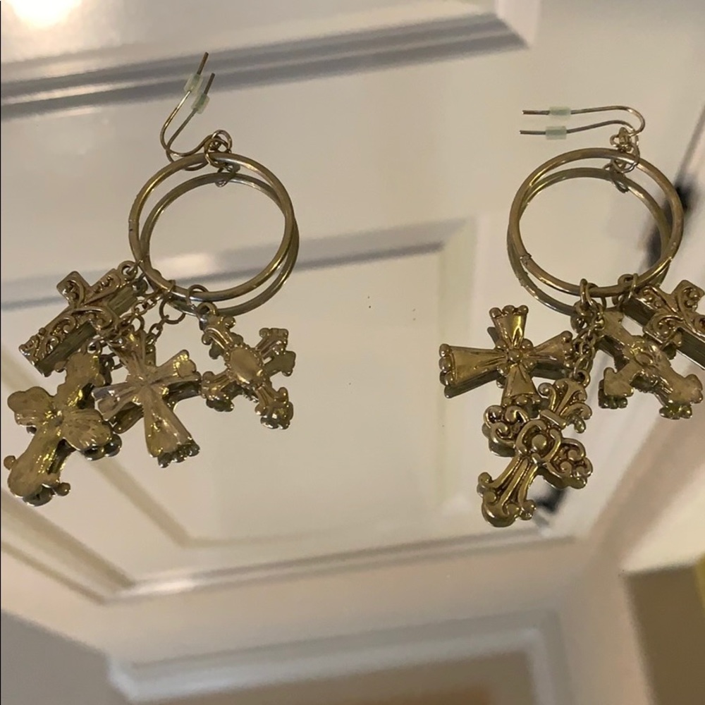 Cute Gold Cross dangle Earrings